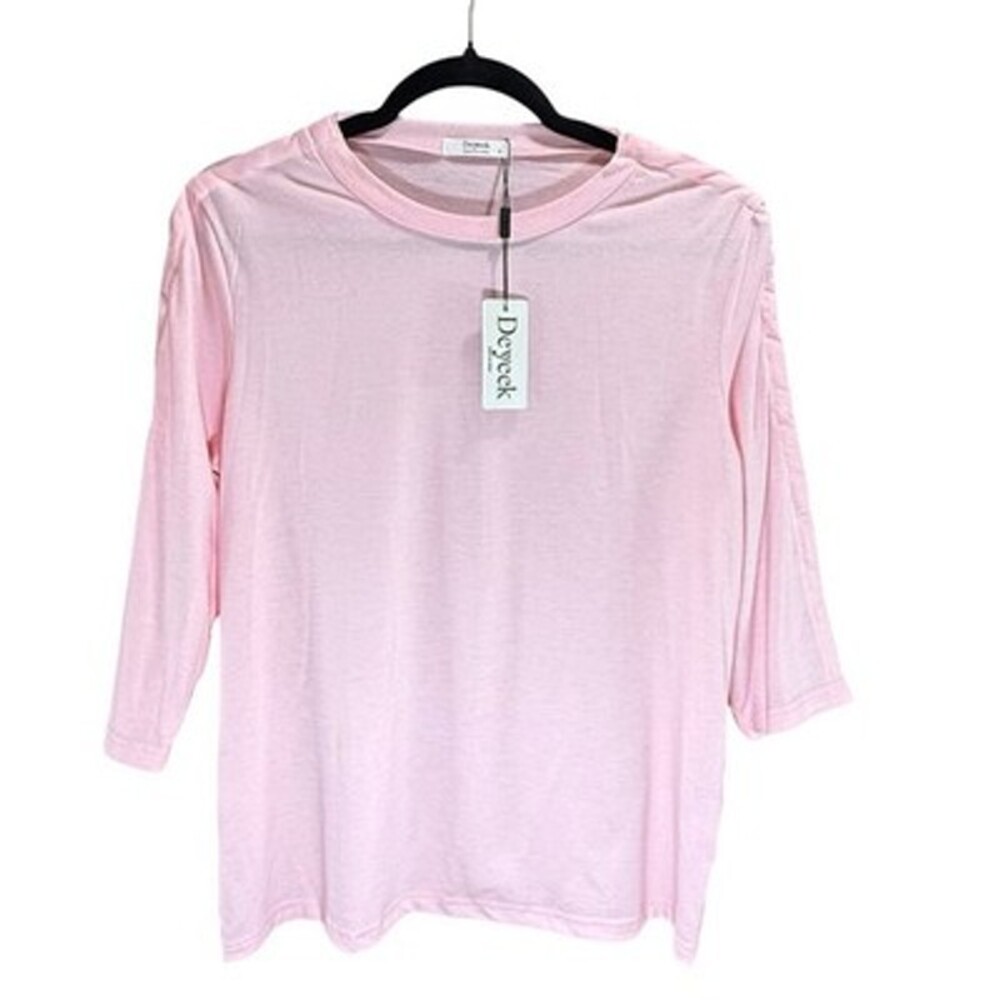 Deycek Adaptive Pink Snap Top 3/4 Sleeve Side Snaps For Easy Dressing Women Smal